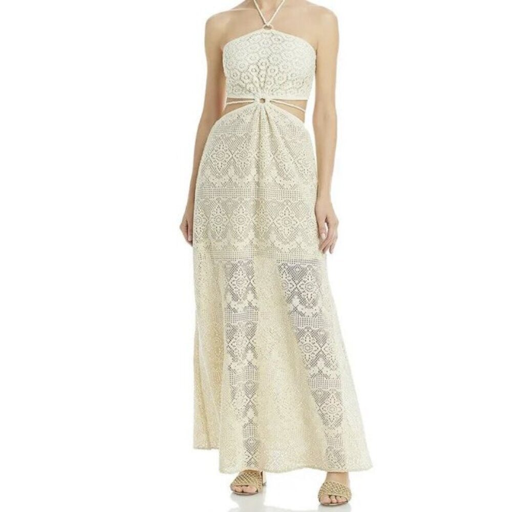 Jonathan Simkhai swim sz M Maxi Dress Coverup Crochet Cream Designer Luxury